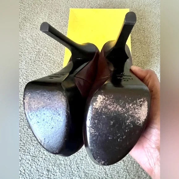 FENDI Decollete Vacchetta Lux Marrone Medio Platform Heels Size 37 / US 6.5 EUC